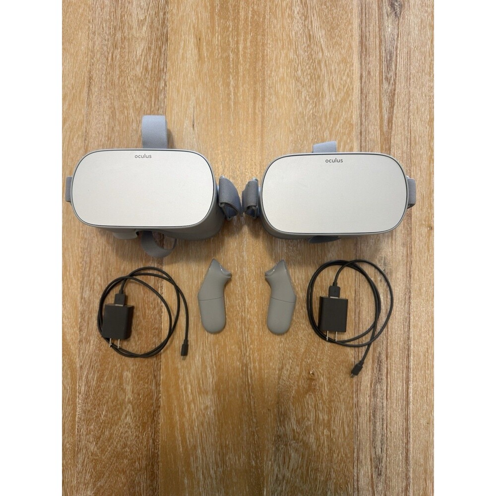Lot of 2 Oculus Go Standalone VR Headsets 64GB Gray Both Controllers Cables